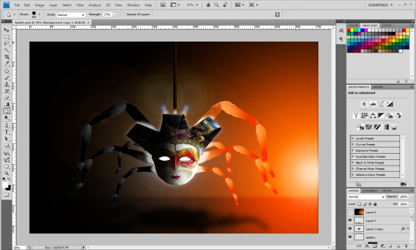 Creation of Spider venice mask: Step 8